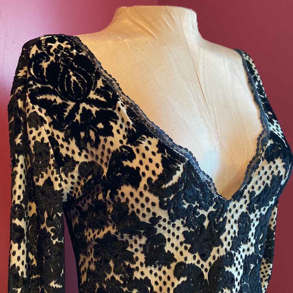 Intimately Free People Black Velvet Burnout Dress Medium - Picture 2 of 8